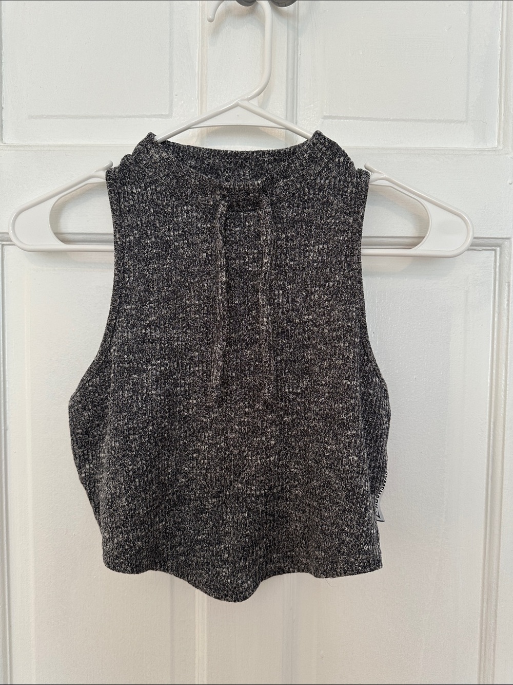 Gymshark Charcoal Knit Sleeveless Tie-Back Crop Tank
